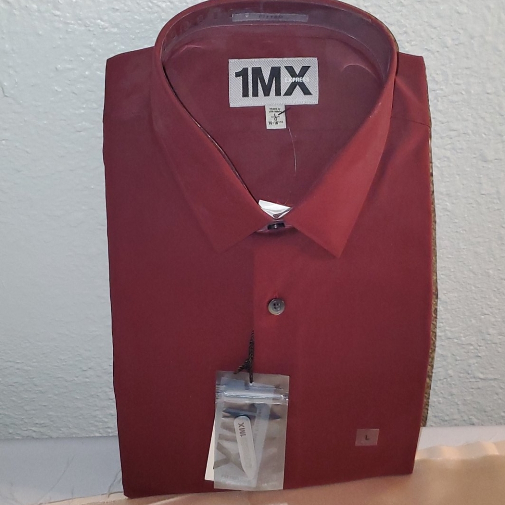 1 MX Express burgundy long-sleeved dress shirt